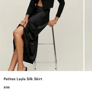 Reformation Petites Layla Elegant Black Silk Skirt